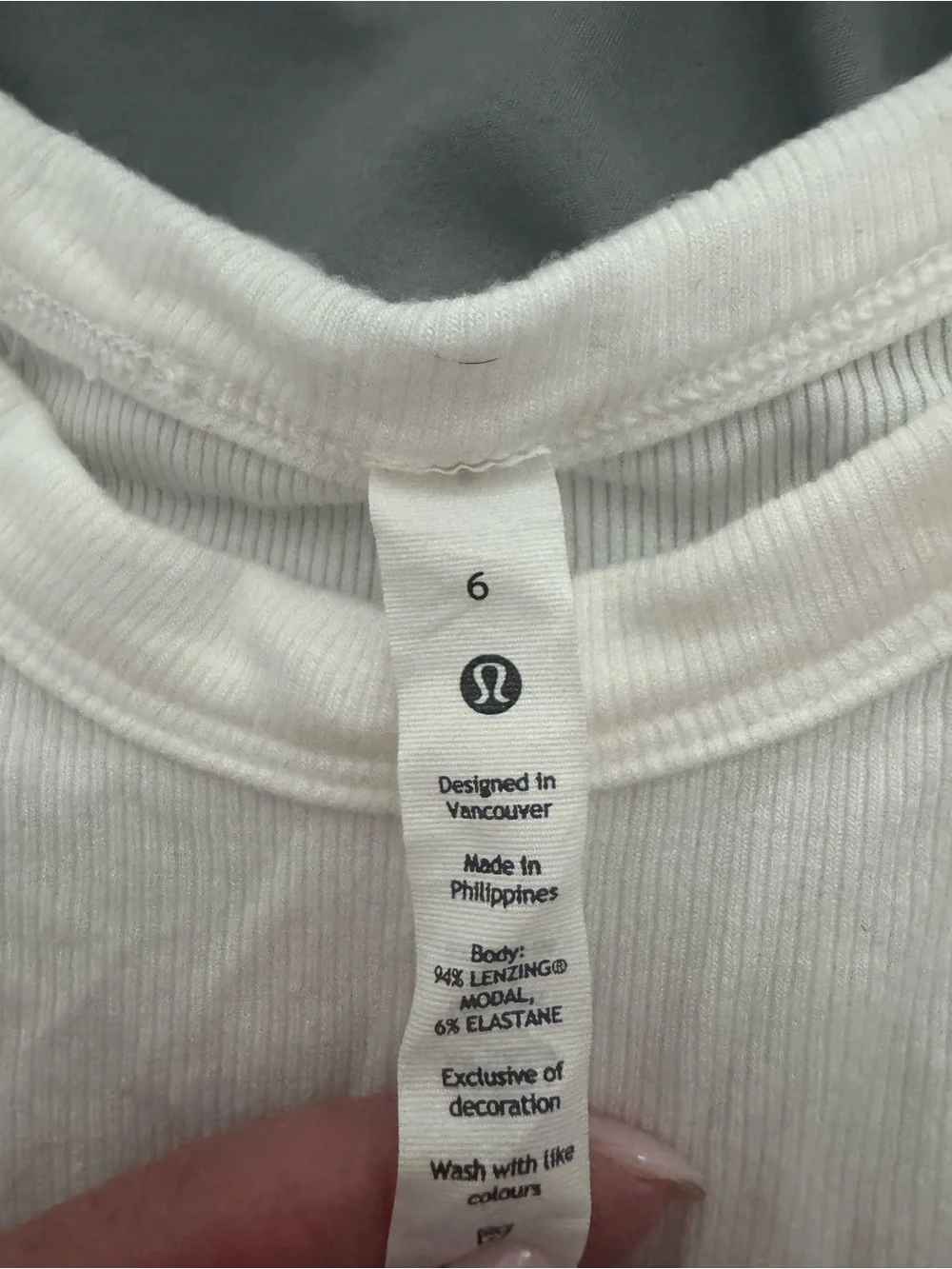 Lululemon White Ribbed Racerback Crop Tank